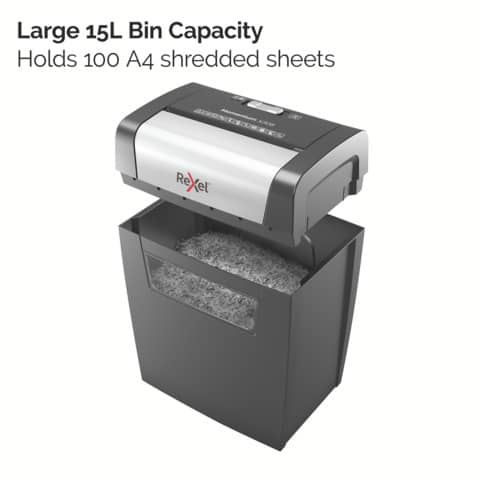 Distruggidocumenti uso moderato Rexel Momentum X308 - P-3 - 15 L - taglio a frammenti 5x42 mm - 2104570EU